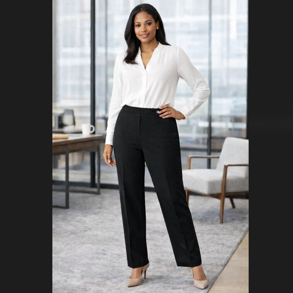 Black Dress Pants 12 Slack East 5th High Rise Straight Career Office Stretch Zip
